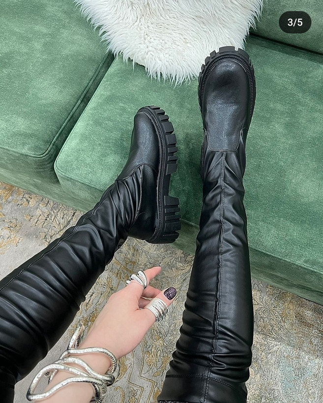 بوت بلند چرم زنانه بوت بالازانو چرم بوت لژدار نیمبوت لژدار دخترانه