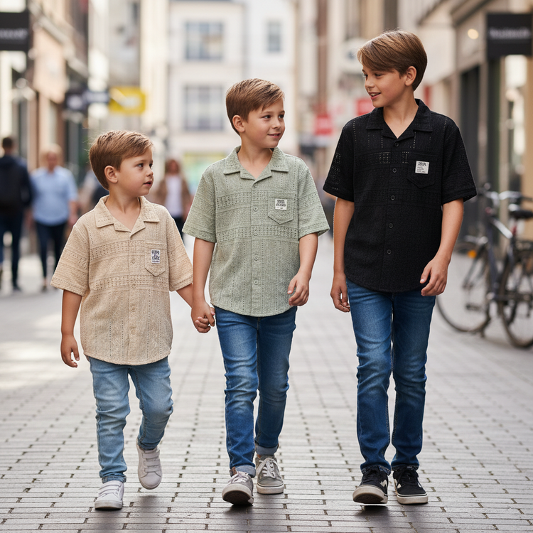 پیراهن بافتی پسرانه مدل لنین لخت خنک تابستانه مجلسی لاکچری بچگانه