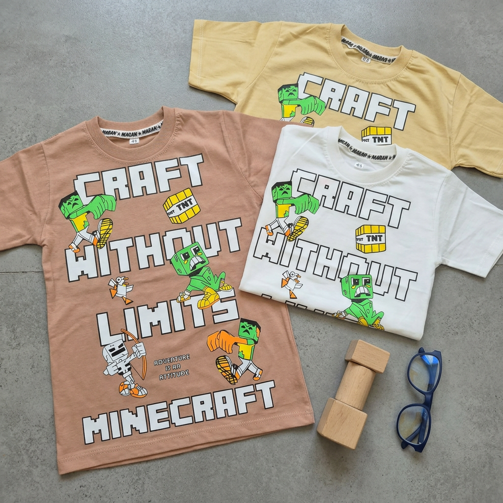تیشرت تک ماینکرافت پسرانه نخی اسپرت بچگانه minecraft دخترانه