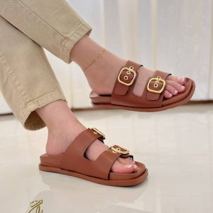 صندل دوسگک زارا مدل بند پهن زنانه و دخترانه مشکی و کرم صندل دوبند طبی