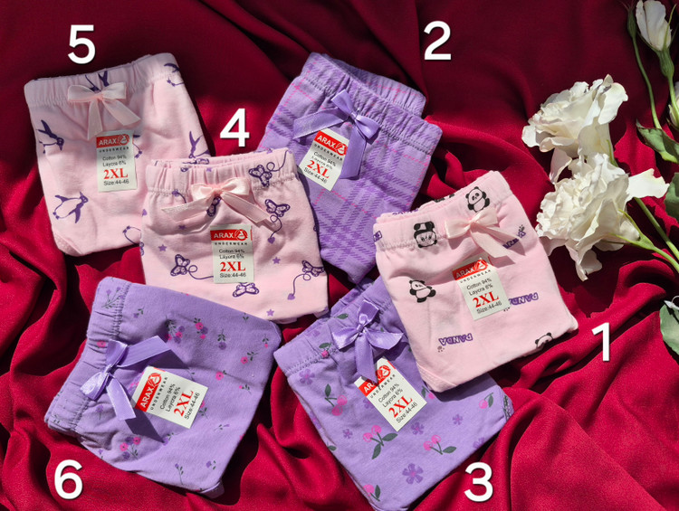 شورت تمام نخ زنانه سایز Xl , XXL , XXXL تم بنفش یاسی( به صورت تک و پک ۶ تایی)