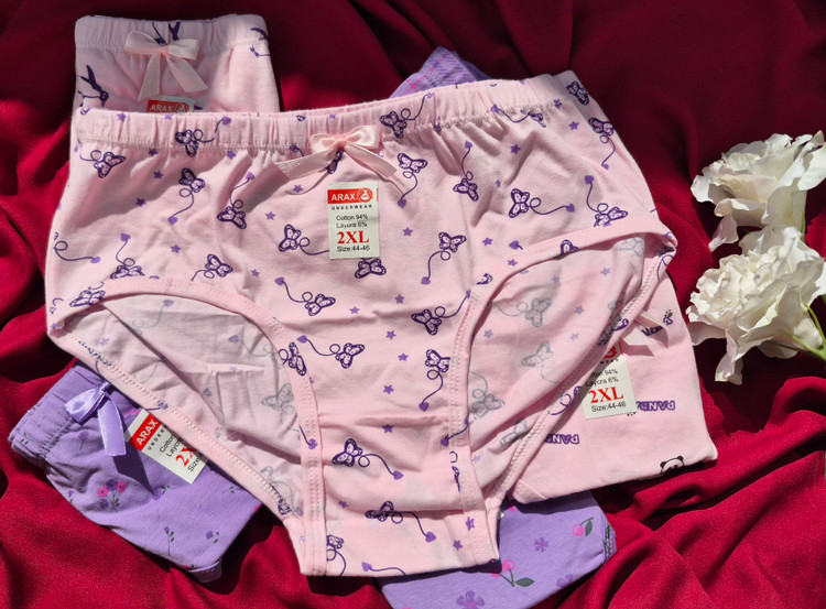 شورت تمام نخ زنانه سایز Xl , XXL , XXXL تم بنفش یاسی( به صورت تک و پک ۶ تایی)